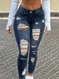 womens distressed skinny jeans     stretch denim
