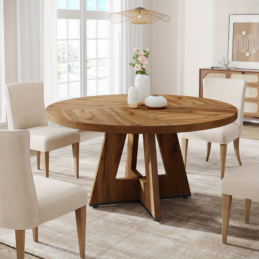 47 inch farmhouse dining table rustic round dinner table 4
