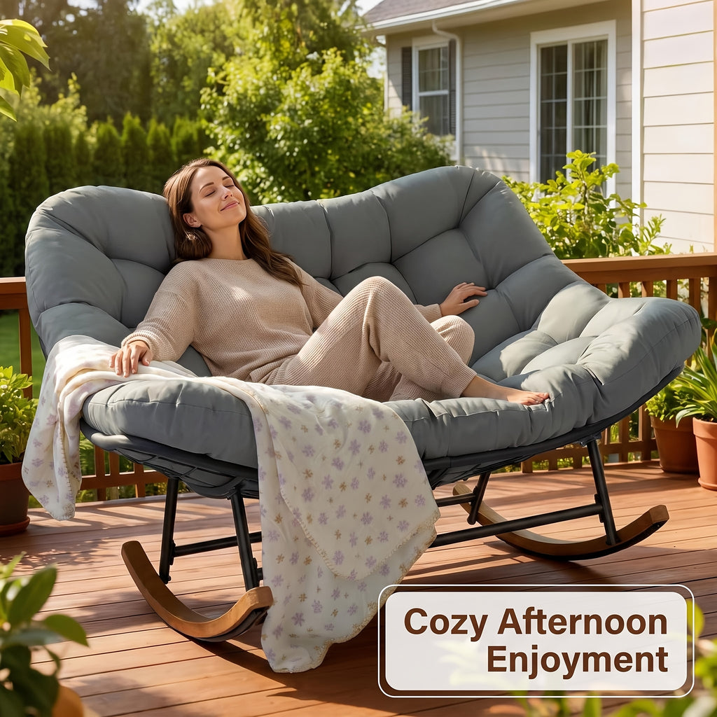 oversized double papasan rocking chair large curved seat