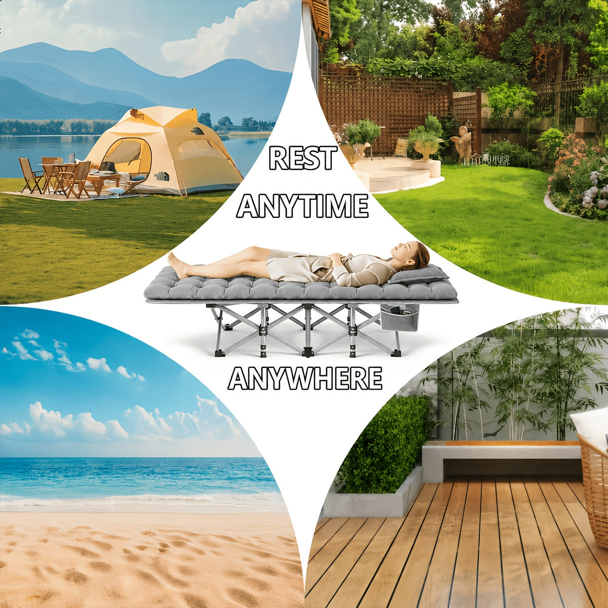 outdoor folding bed camping bed flip mattress foldable guest