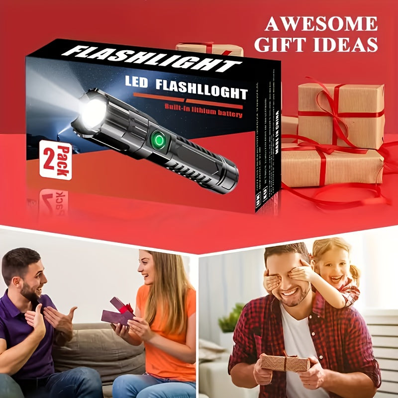 2 high power zoom flashlights outdoor multi functional