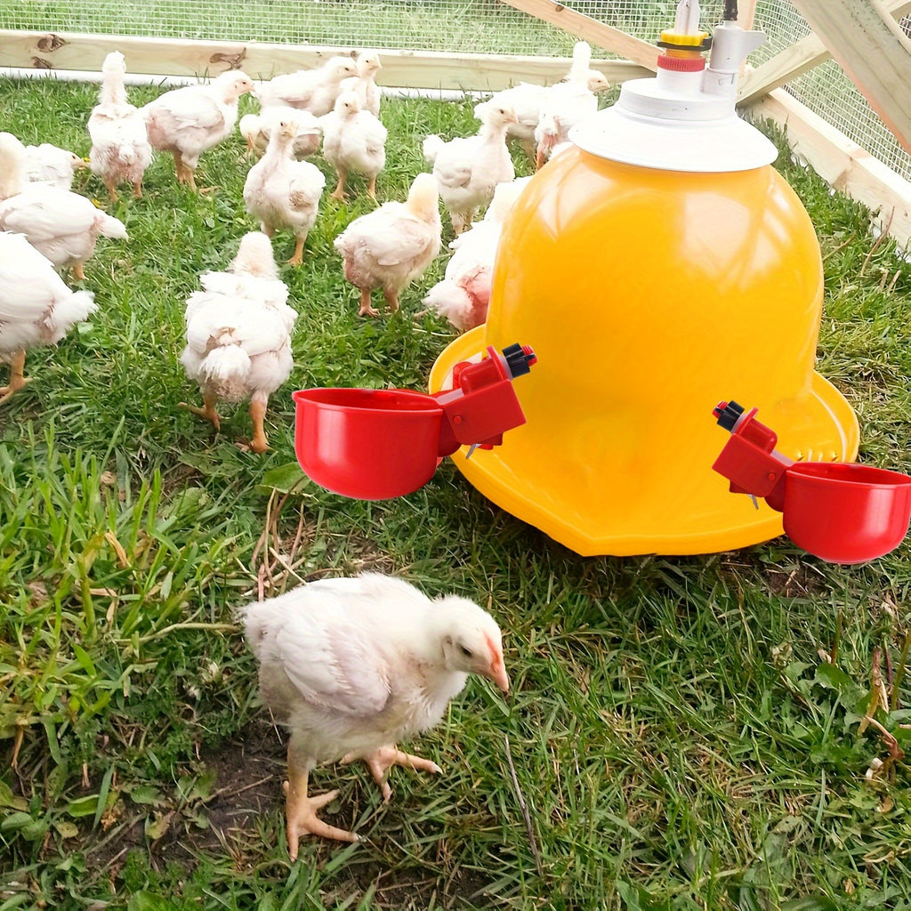 8pcs automatic poultry waterer set red plastic chicken