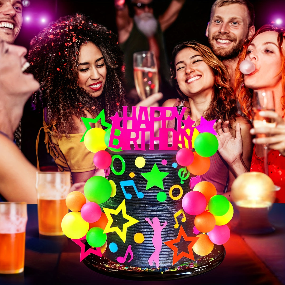 glowing glow ball cake toppers set   play cake