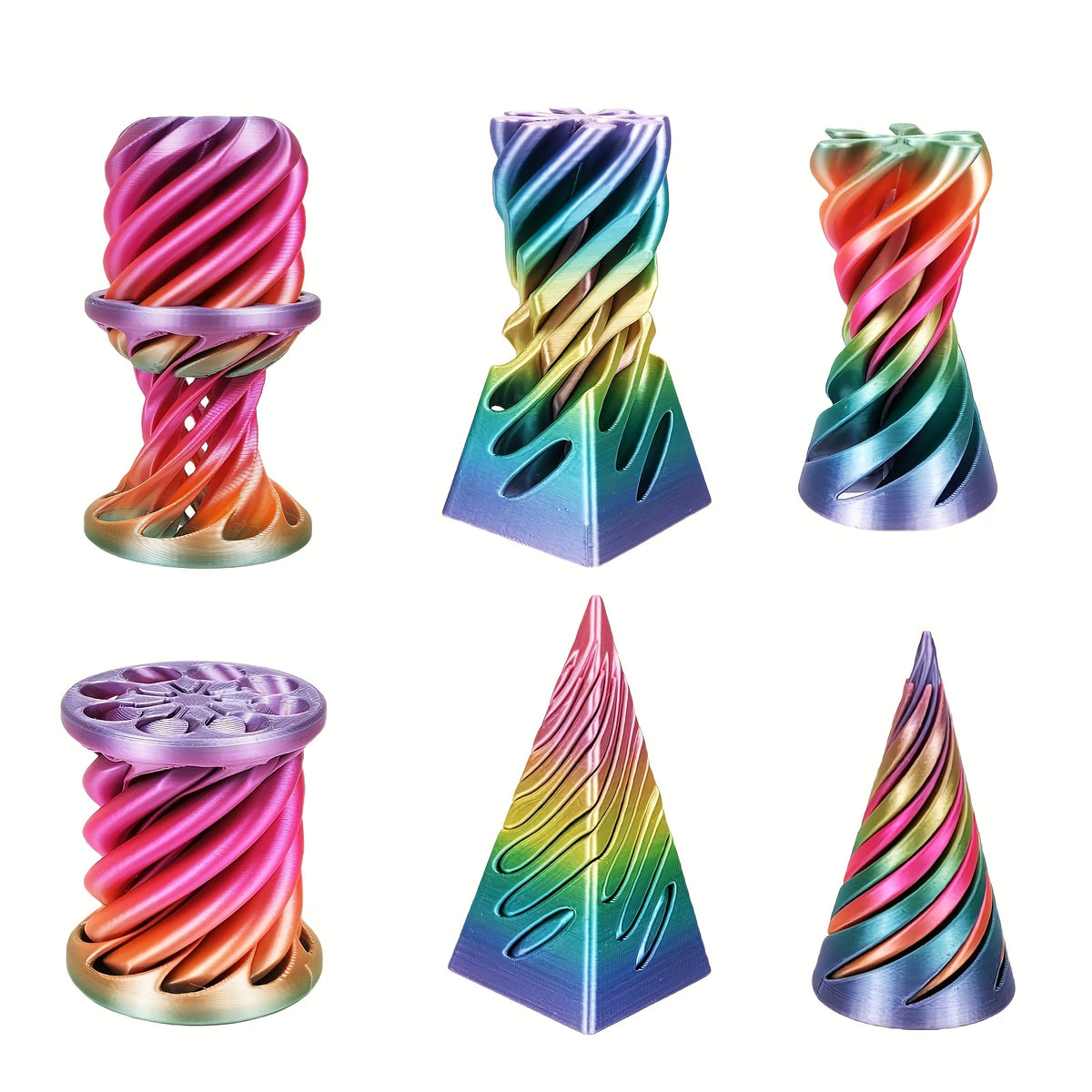3 piece decorative set spiral pyramid shaped desk ornaments
