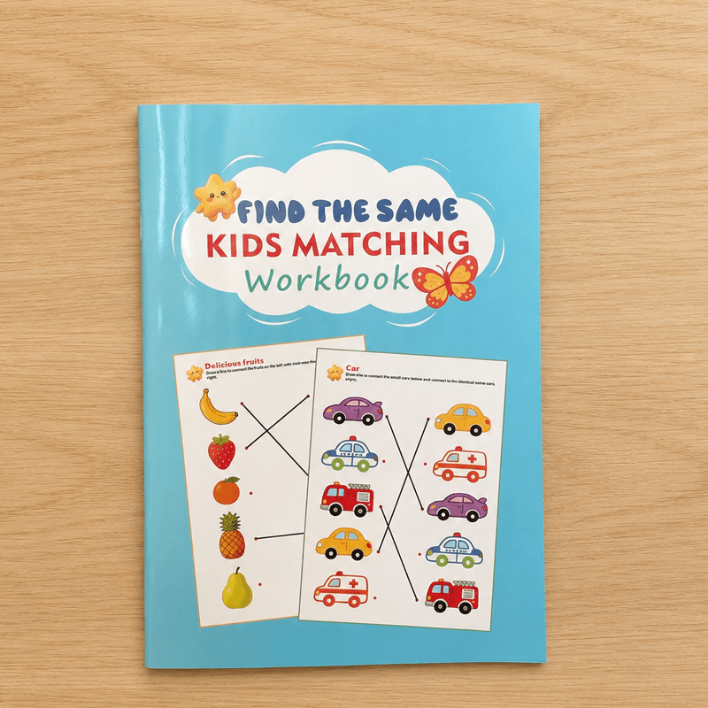 32 page visual matching activity book cute fruits vehicles