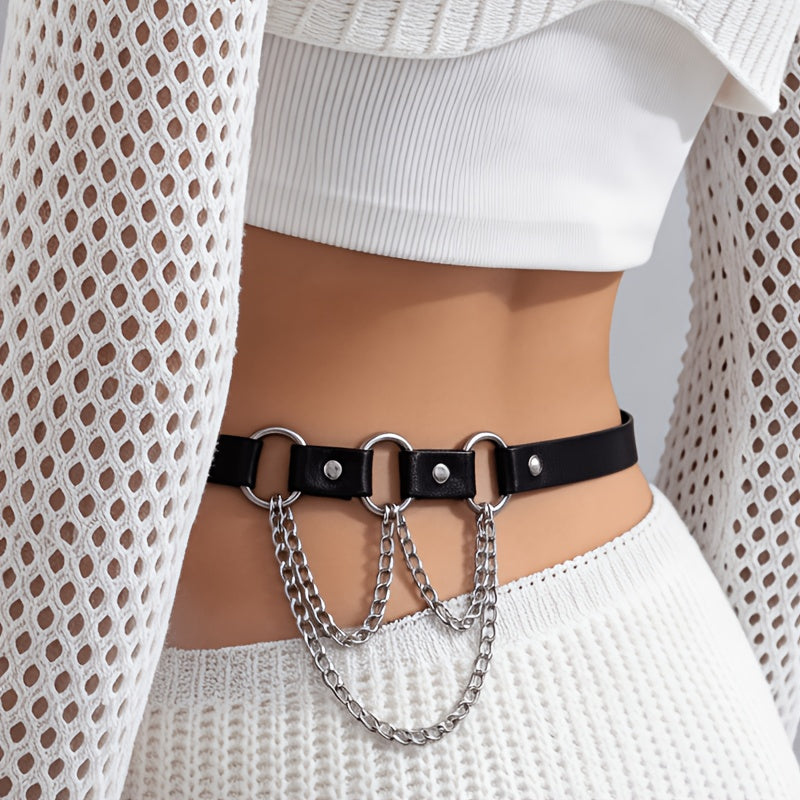 ladies punk gothic style adjustable black decorative belt