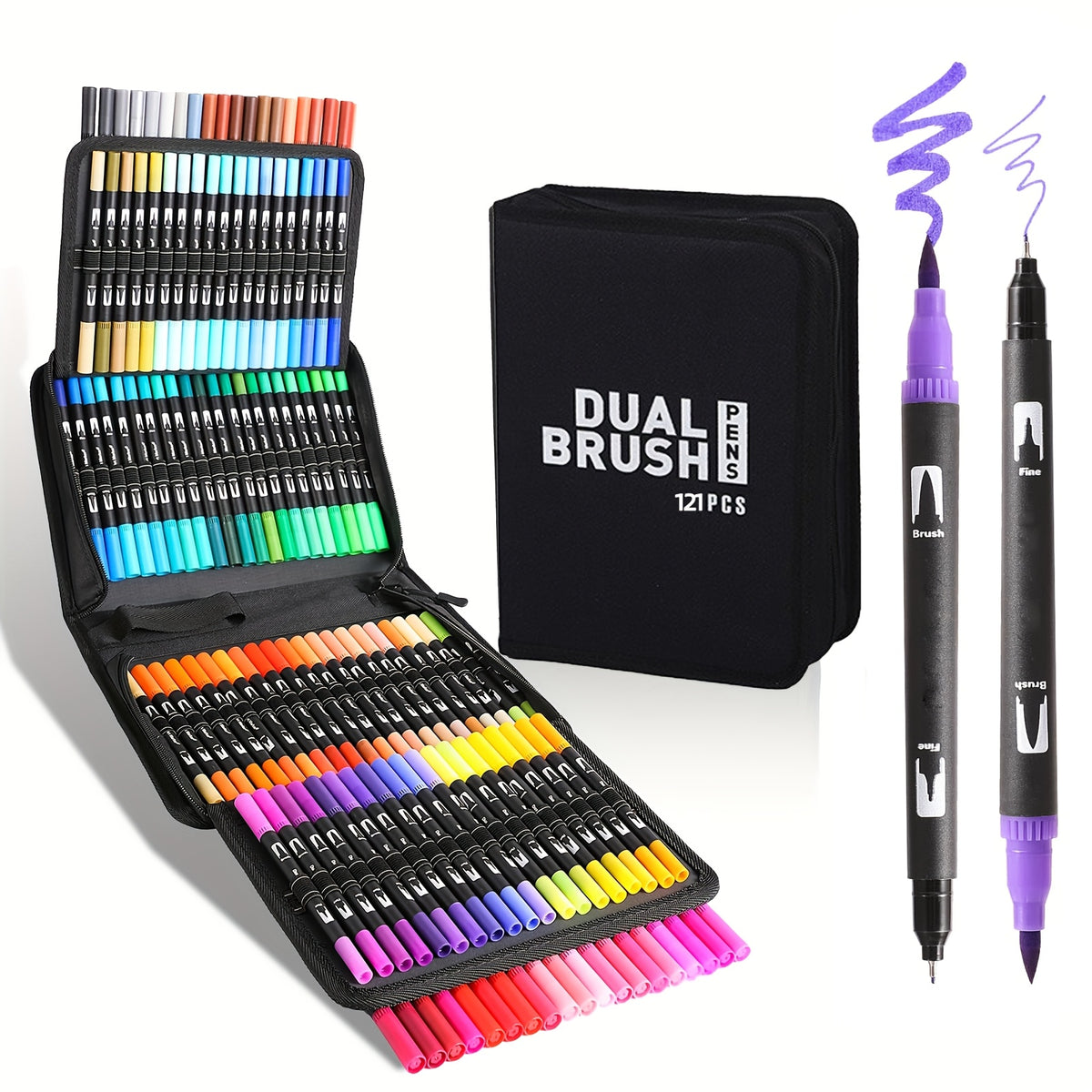 121pcs dual tip watercolor art markers set