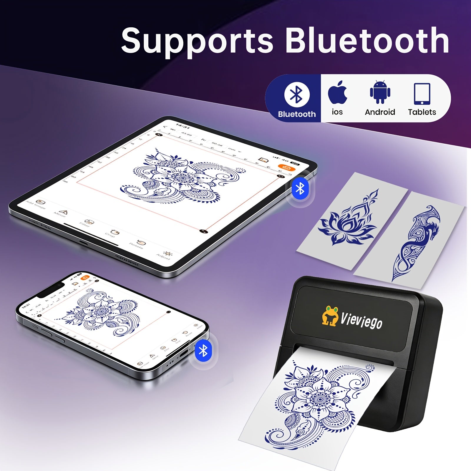 portable wireless mini thermal tattoo stencil printer