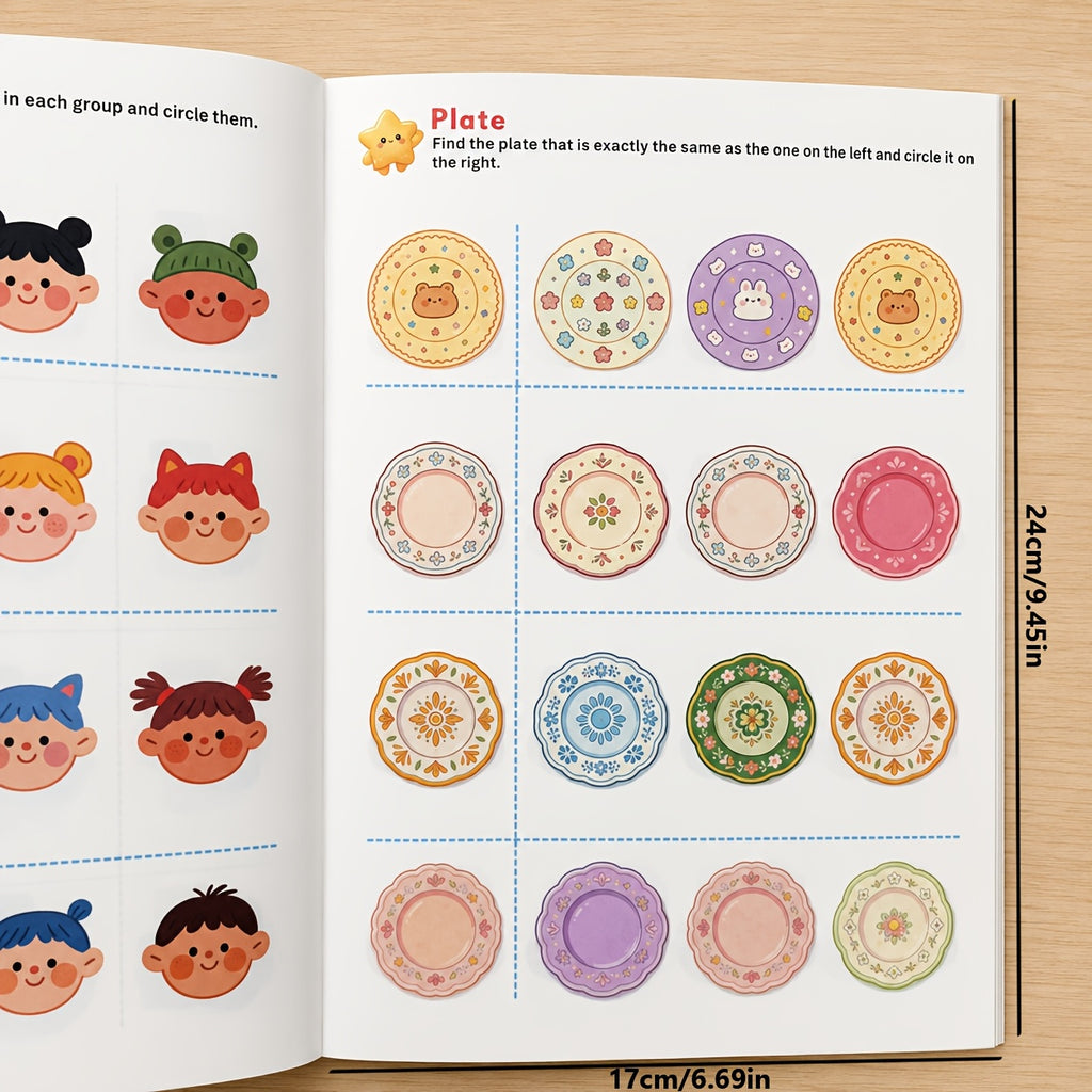 32 page visual matching activity book cute fruits vehicles