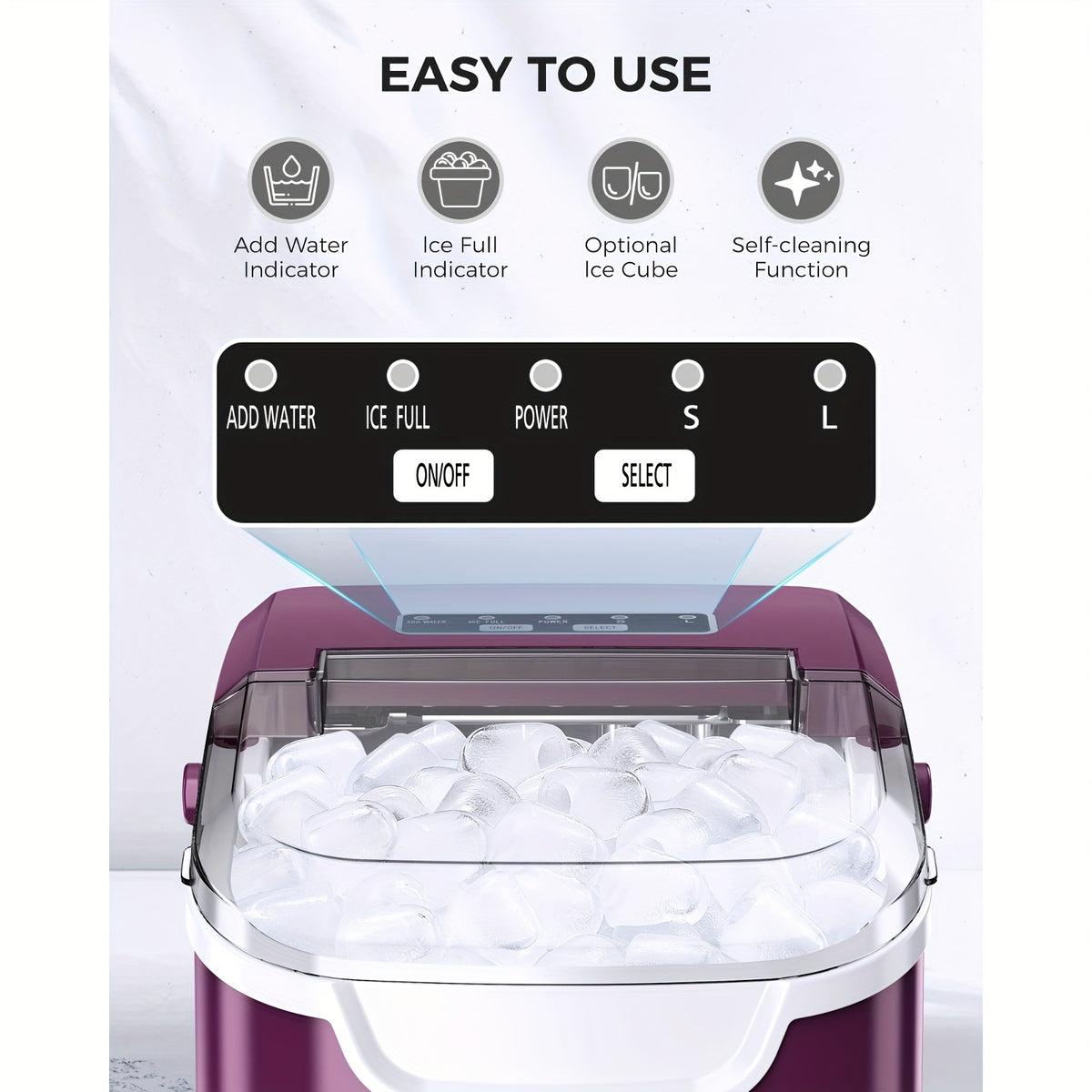 ice maker machine 8 ice cubes in 6   26lb day ice 2 sizes