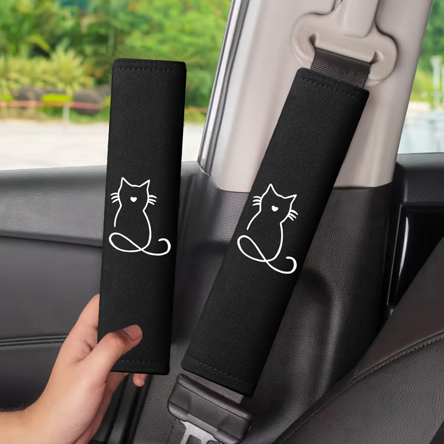 2pcs cat embroidery pattern car seat belt shoulder pads seat