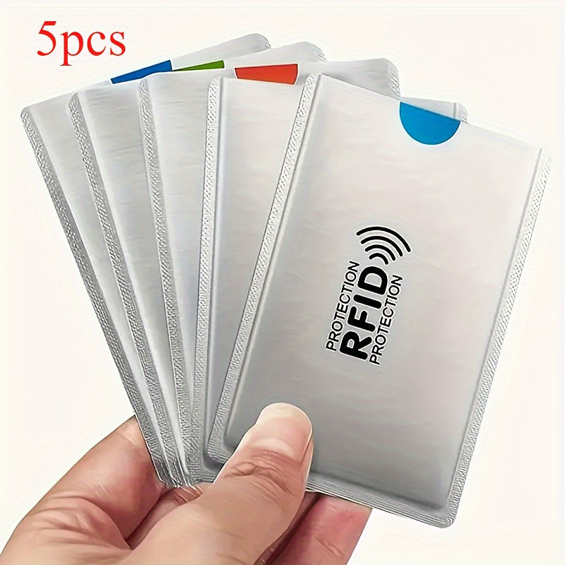 set 5 rfid blocking credit card protectors geometric pattern