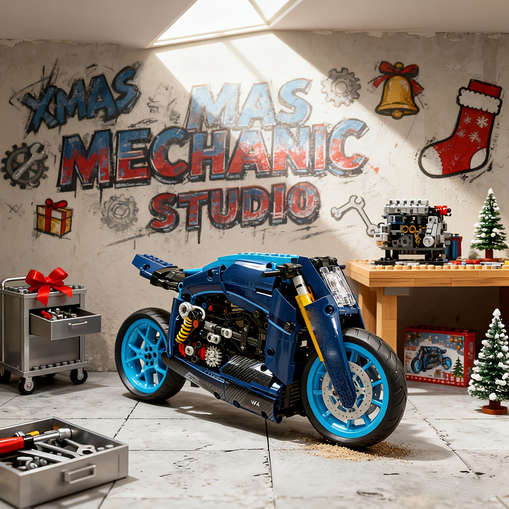 1 8 motorcycle building blocks high   assembly