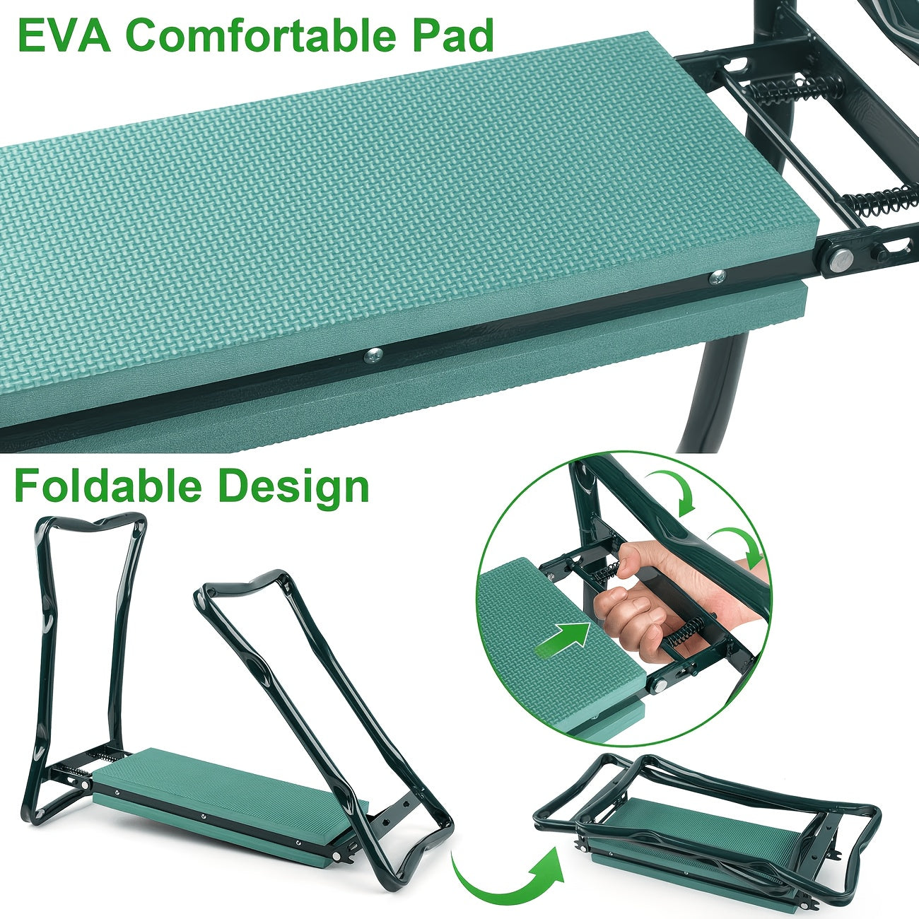 2 in 1 green metal gardening kneeling stool seat set heavy