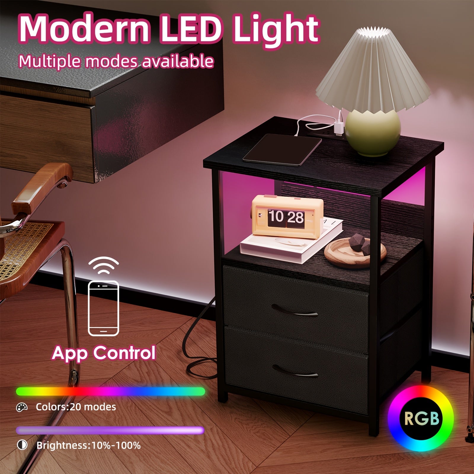 1 2pcs night stand display stand 1 2 3 4 drawers led