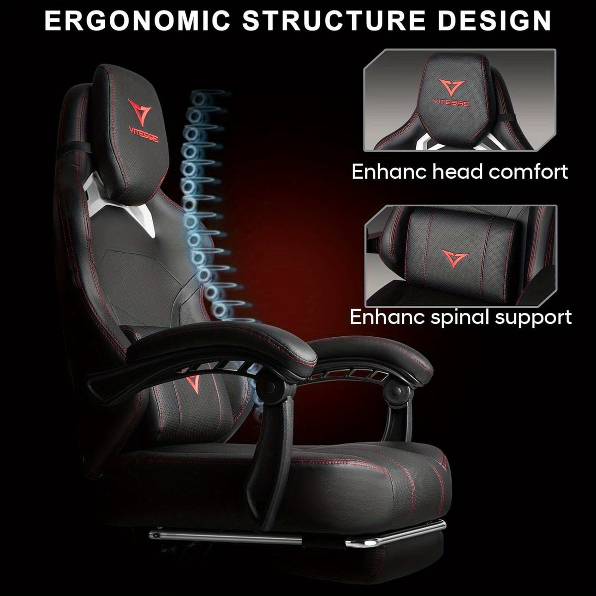 big tall gaming chair 400lb weight capacity footrest