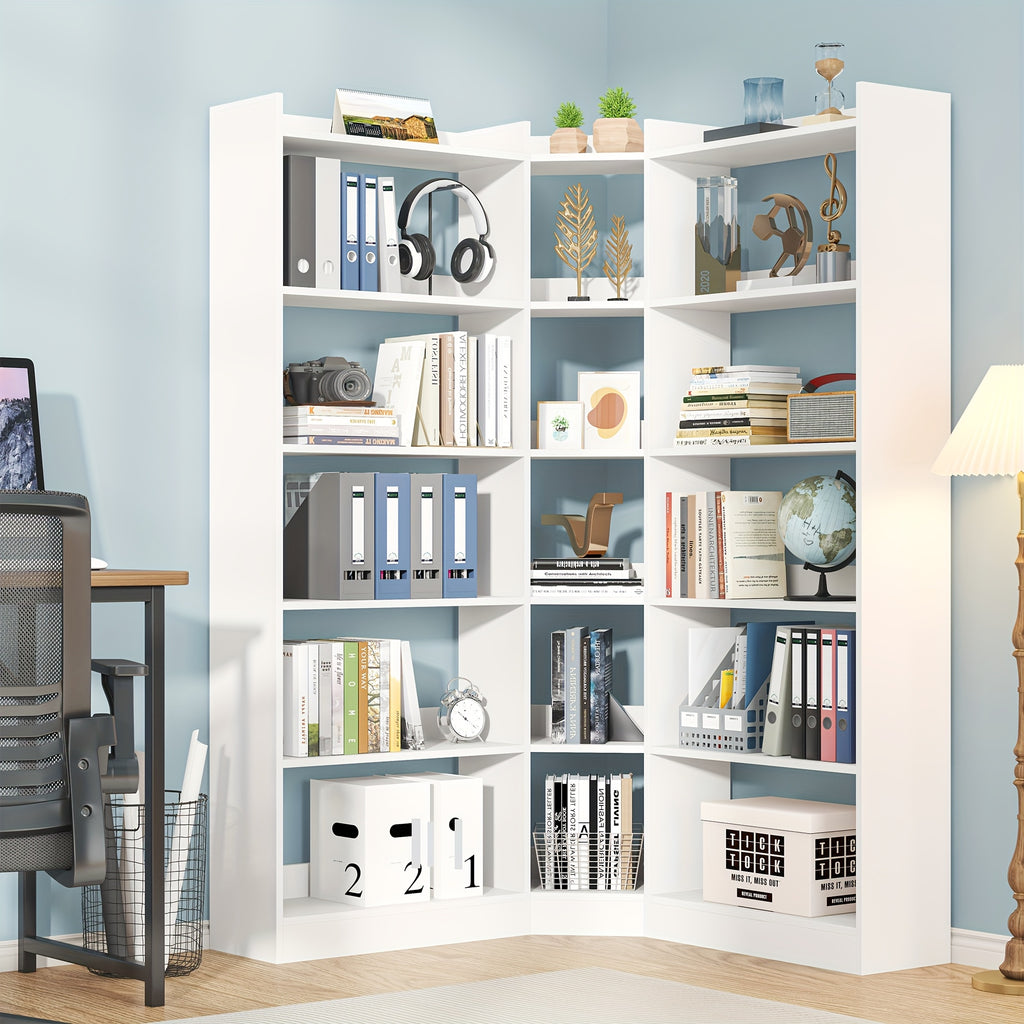 70 8 corner bookshelf bookcase 7 tiers l shaped bookshelf