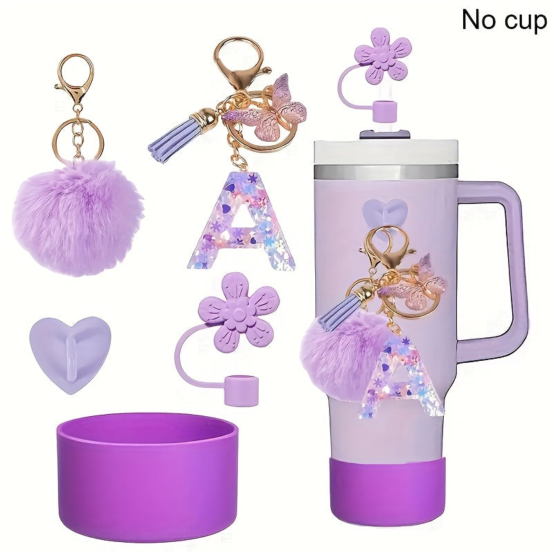 5pcs tumbler handle accessories set including resin alphabet