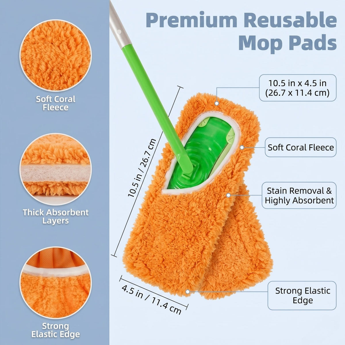 4pcs washable microfiber mop pads