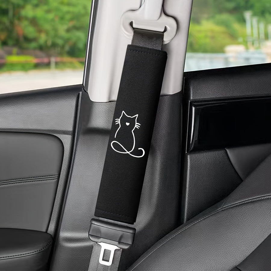 2pcs cat embroidery pattern car seat belt shoulder pads seat