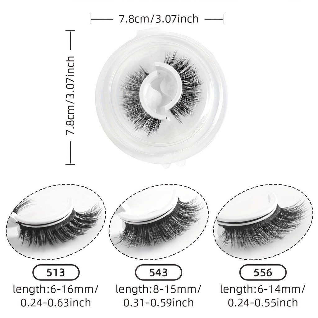 3 pairs reusable self   false eyelashes wearing tools