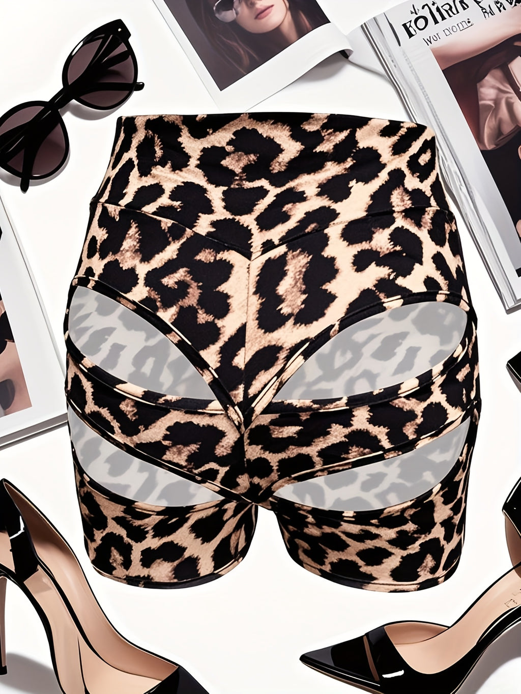 summer leopard   high waisted shorts cutouts hips