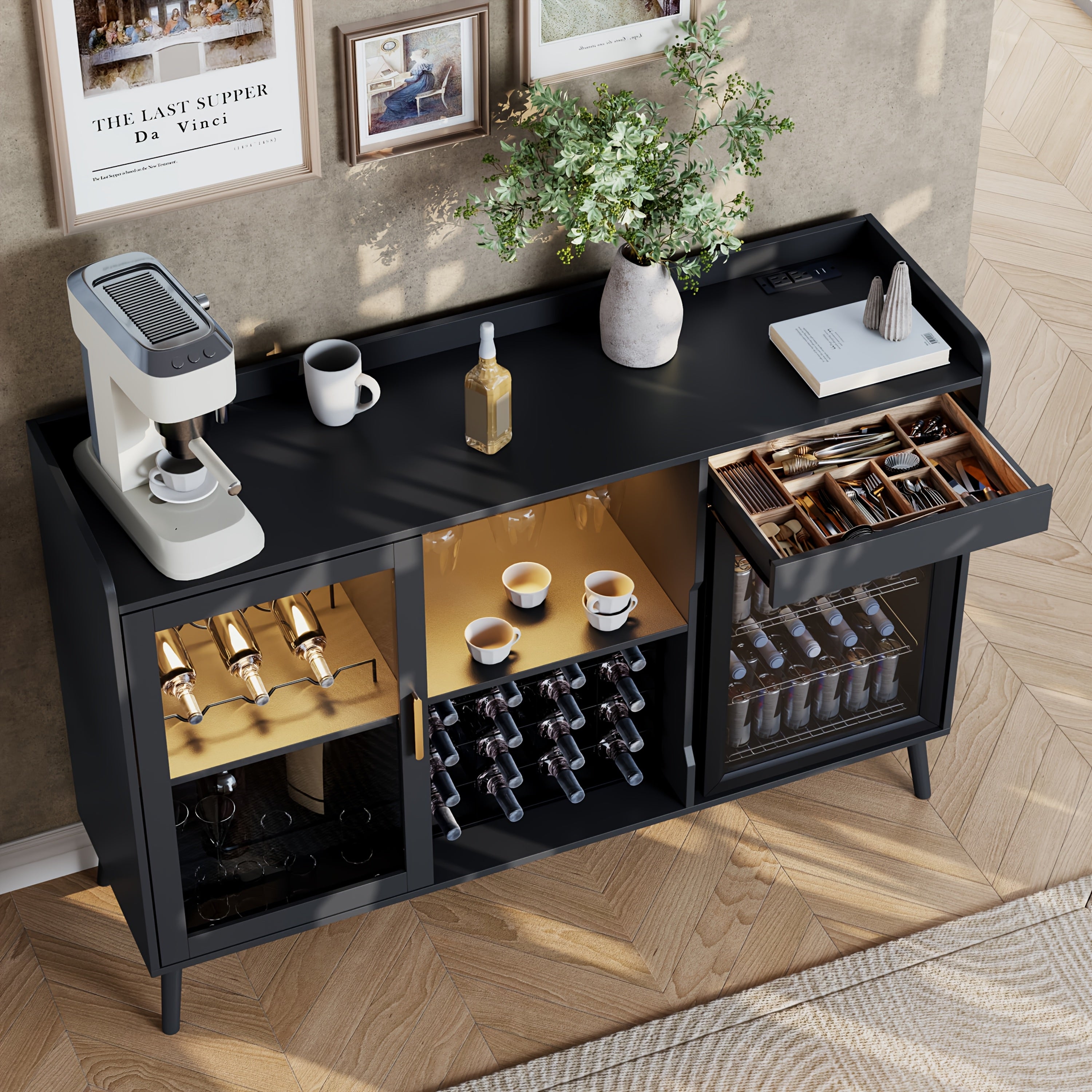 coffee bar cabinet fridge   wine cabinet charge