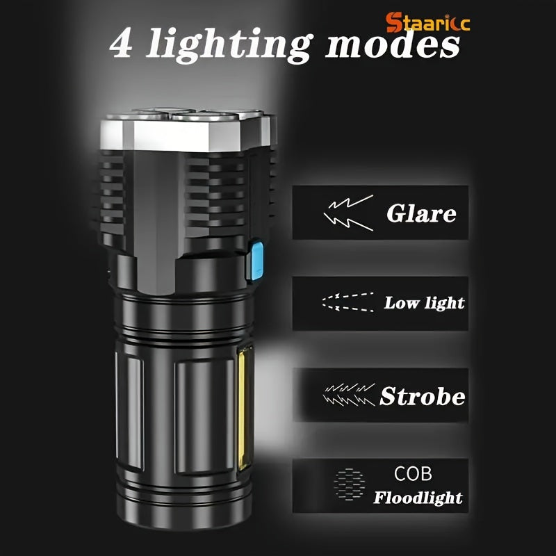 1pc led multifunctional rechargeable flashlight powerful 4