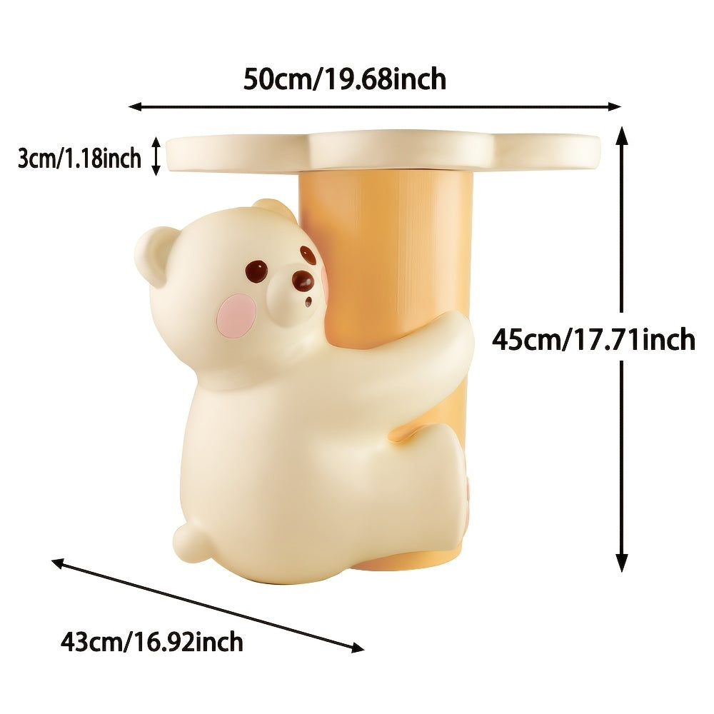 solid handcrafted resin hugging bear figurine side table