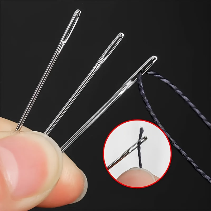 15 large random eye sewing needles hand   faux leather