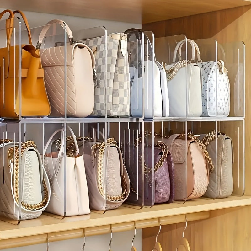 space saving acrylic handbag organizer 4 wallet dividers