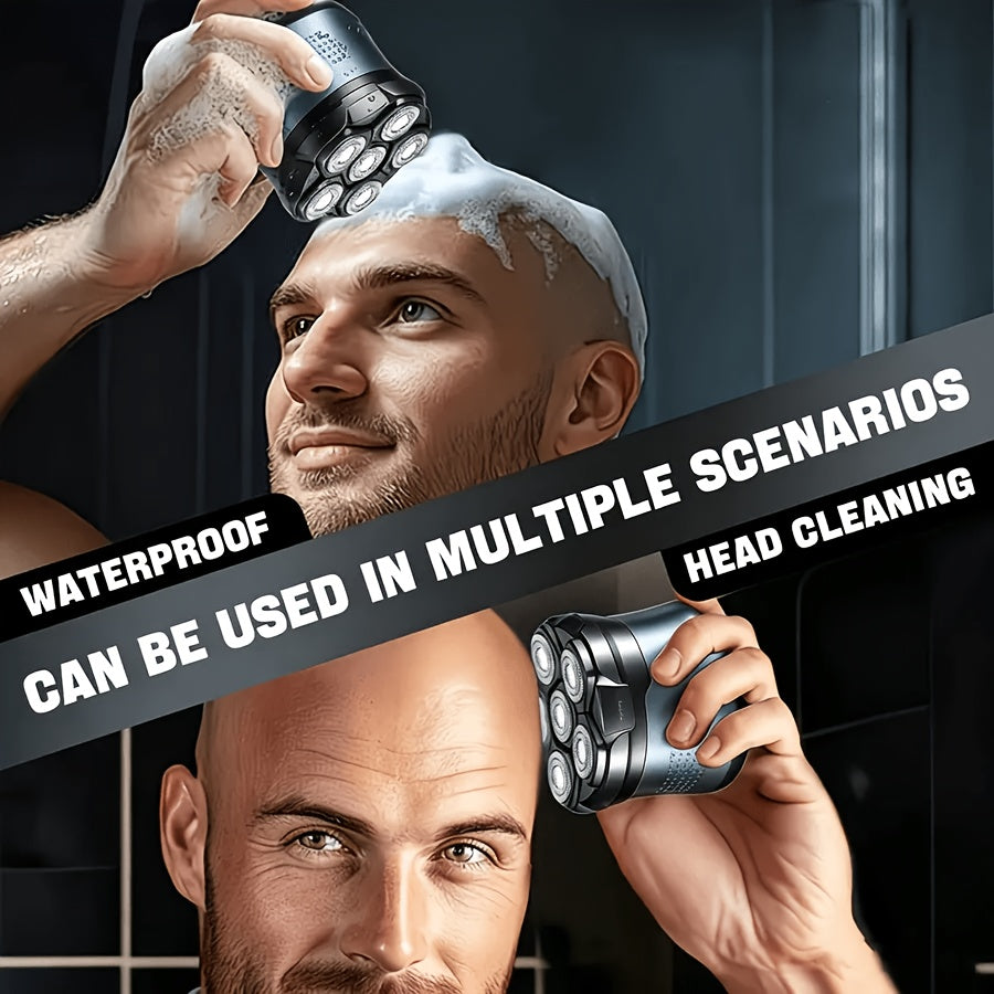 mens usb rechargeable 6 blade head shaver