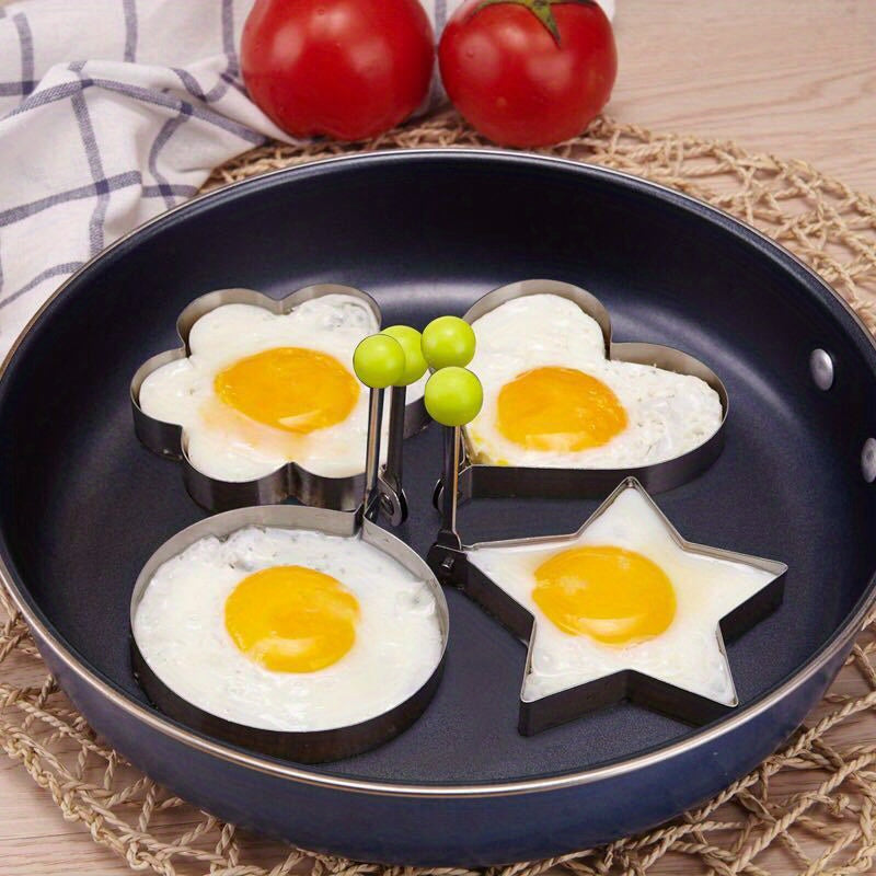 4pcs stainless steel egg mold set   flower round