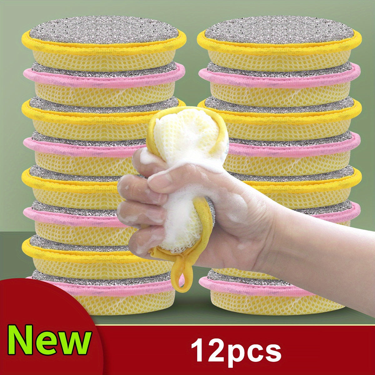 6 12pcs double sided magic dishwashing sponge brush pot dish