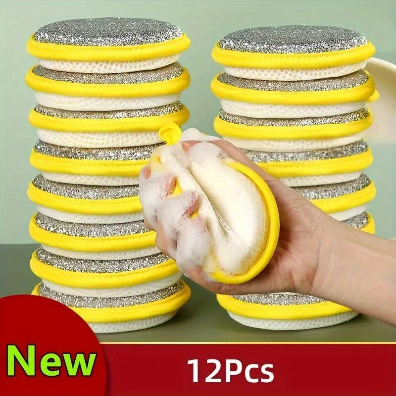 6 12pcs double sided magic dishwashing sponge brush pot dish