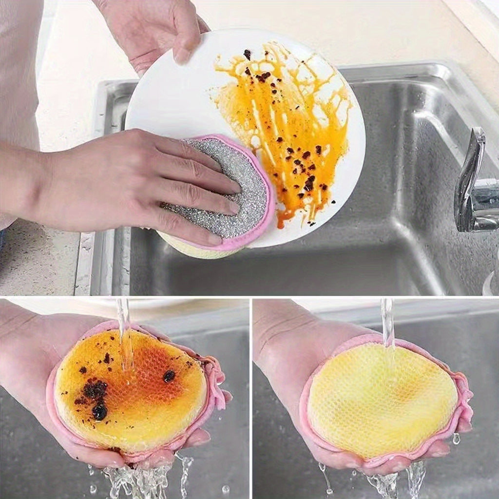 6 12pcs double sided magic dishwashing sponge brush pot dish