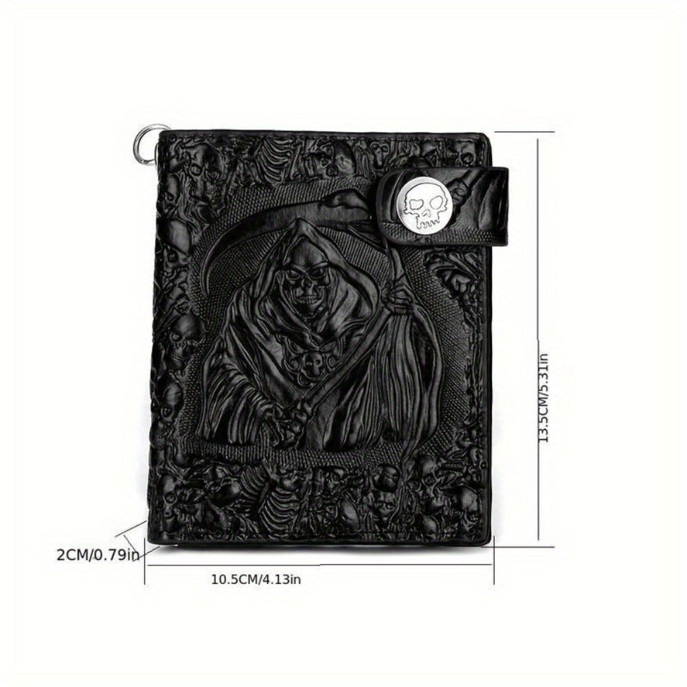 skull gothic chain wallet faux leather punk bifold halloween