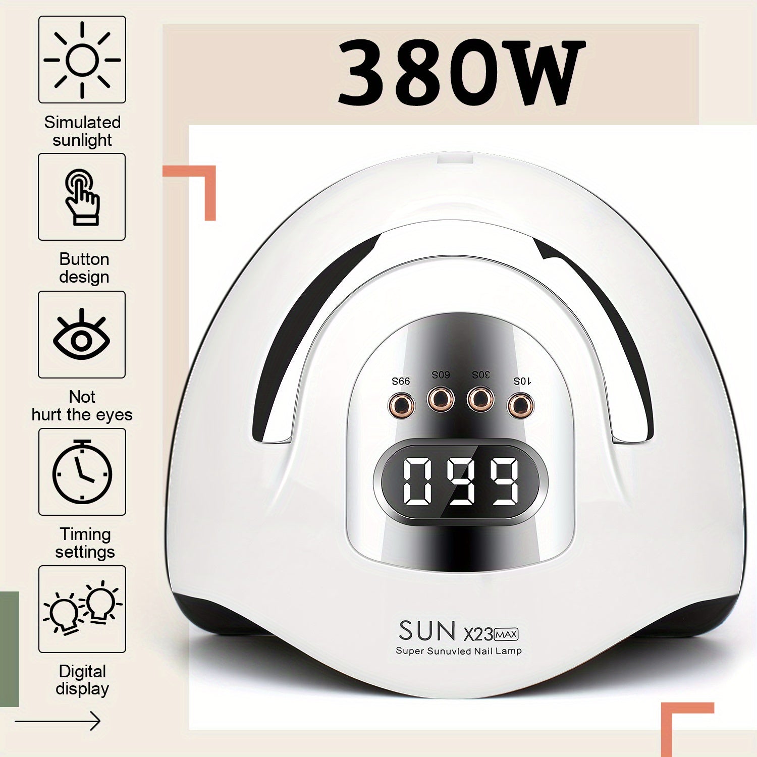 380w led nail lamp 4 timer setting portable