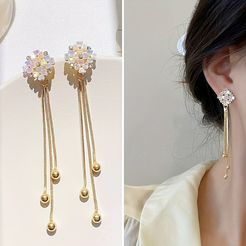 ladies elegant tassel flower earrings suitable daily wear