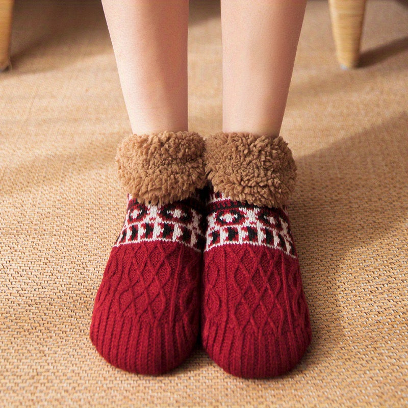1 pair mens sherpa fluffy warm winter socks slippers non
