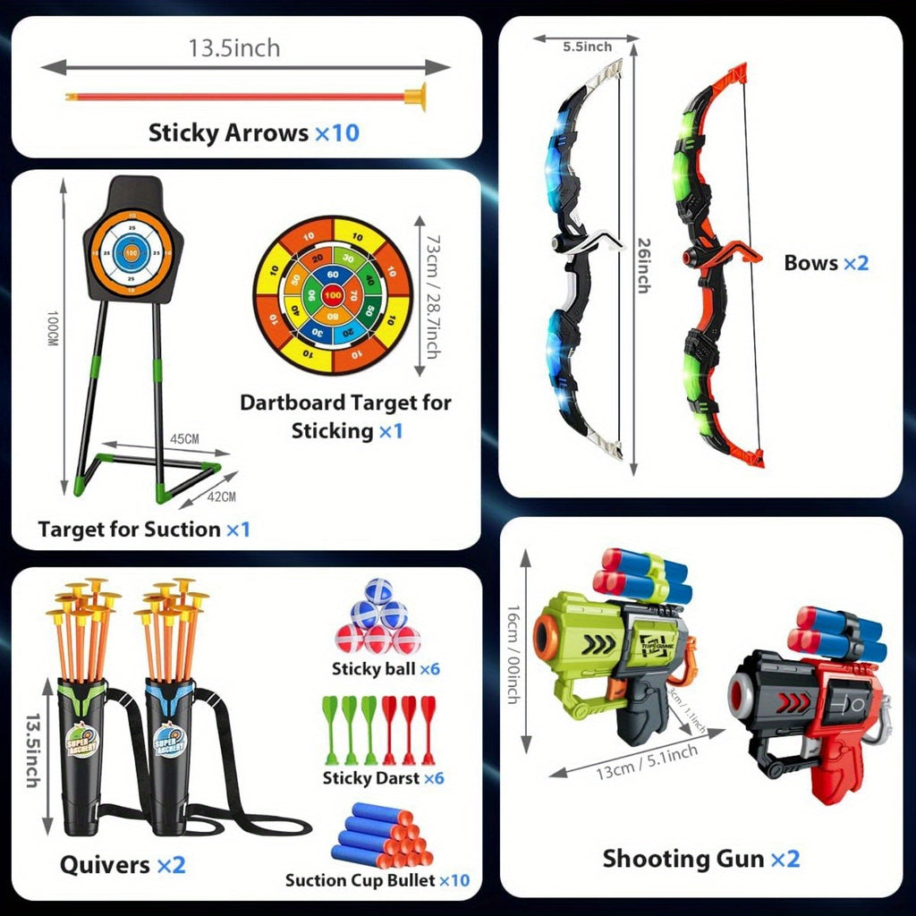 2 pack bow arrow toy kids boys girls light archery