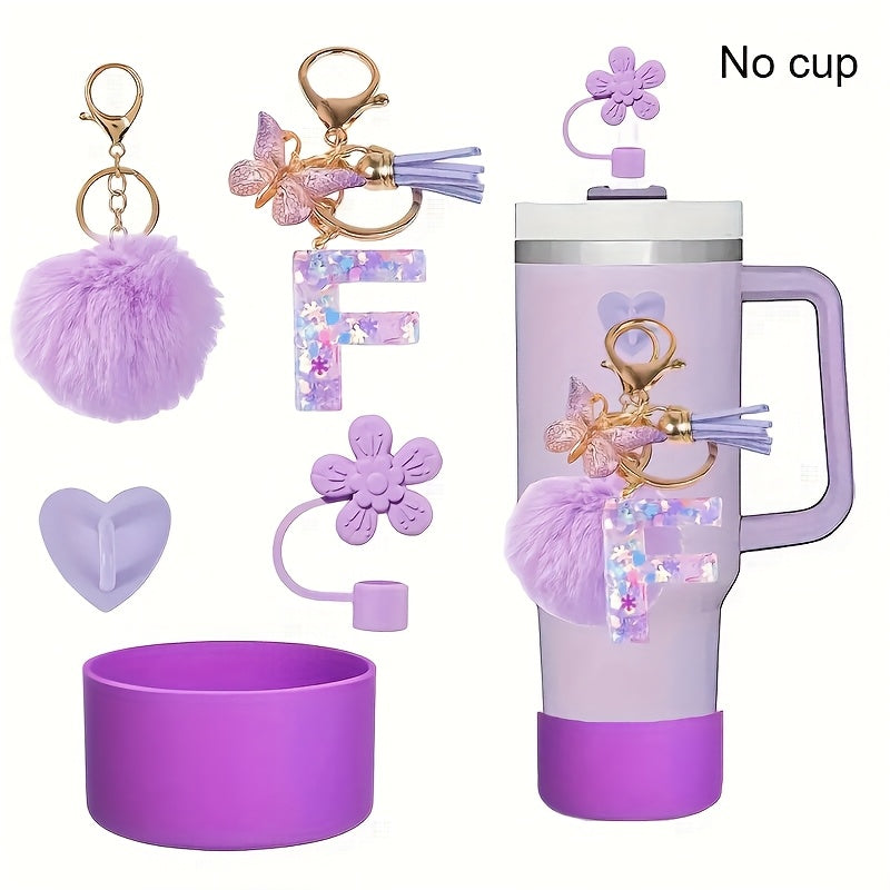 5pcs tumbler handle accessories set including resin alphabet