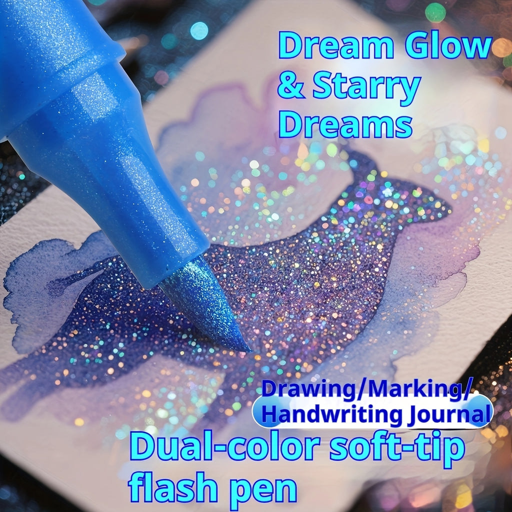 24 color dual tip glitter pens   fine tip