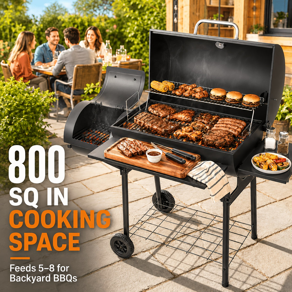 charcoal grill offset   outdoor bbq   side fire