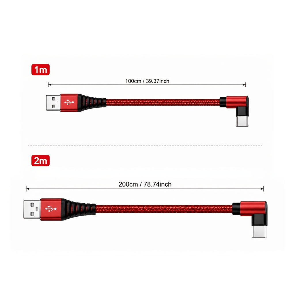 usb right angle type c data cable supports fast charging