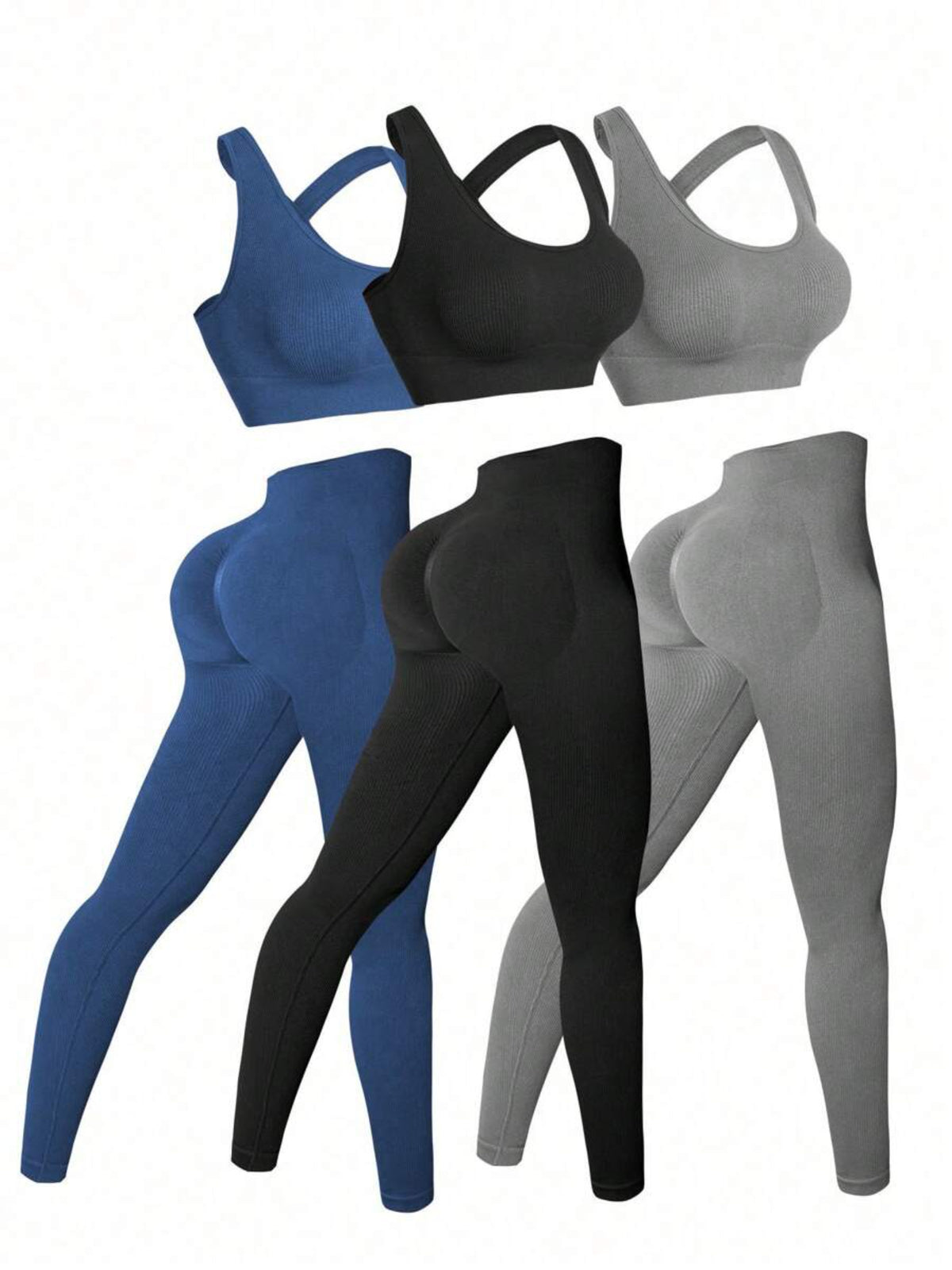 three seamless womens activewear sets high stretch backless