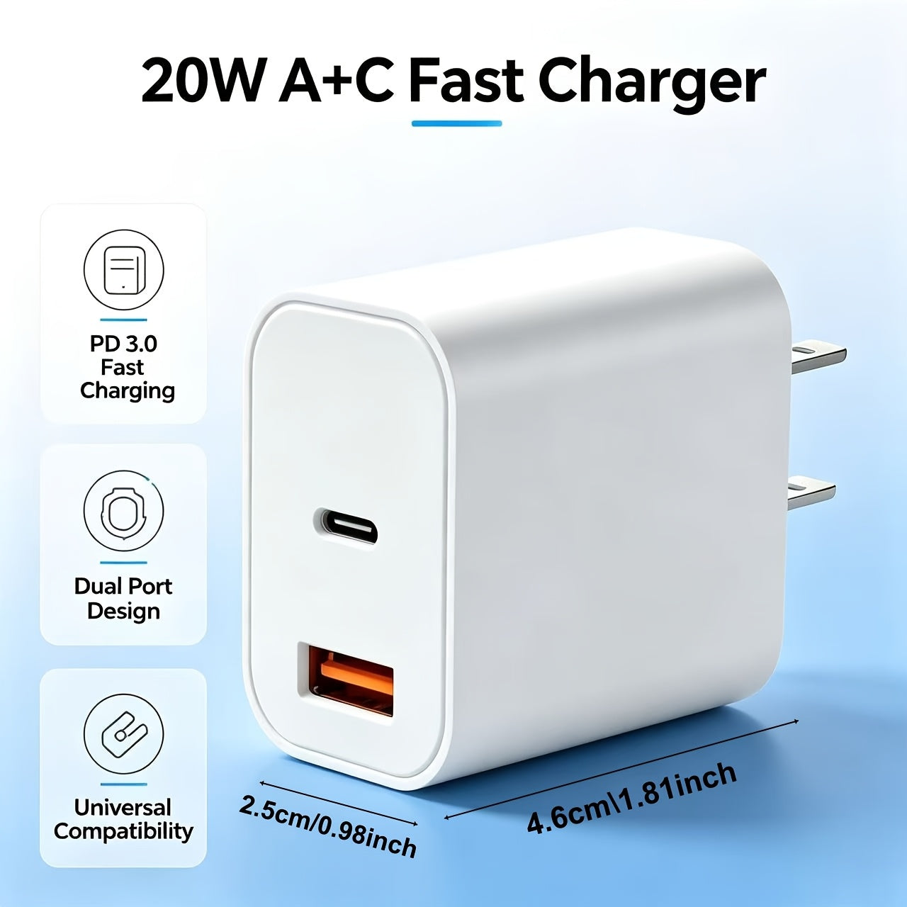 20w usb c fast phone charger type c power adapter 2 port