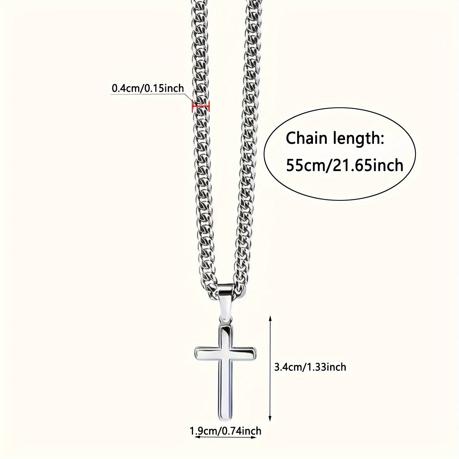 son cross necklace cuban link stainless steel cross pendant