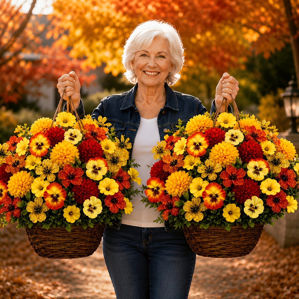 26pcs autumn artificial flowers yellow red orange mixed