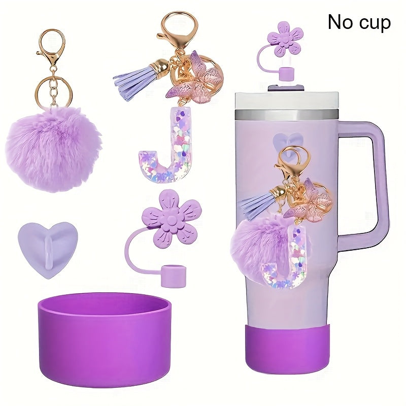 5pcs tumbler handle accessories set including resin alphabet